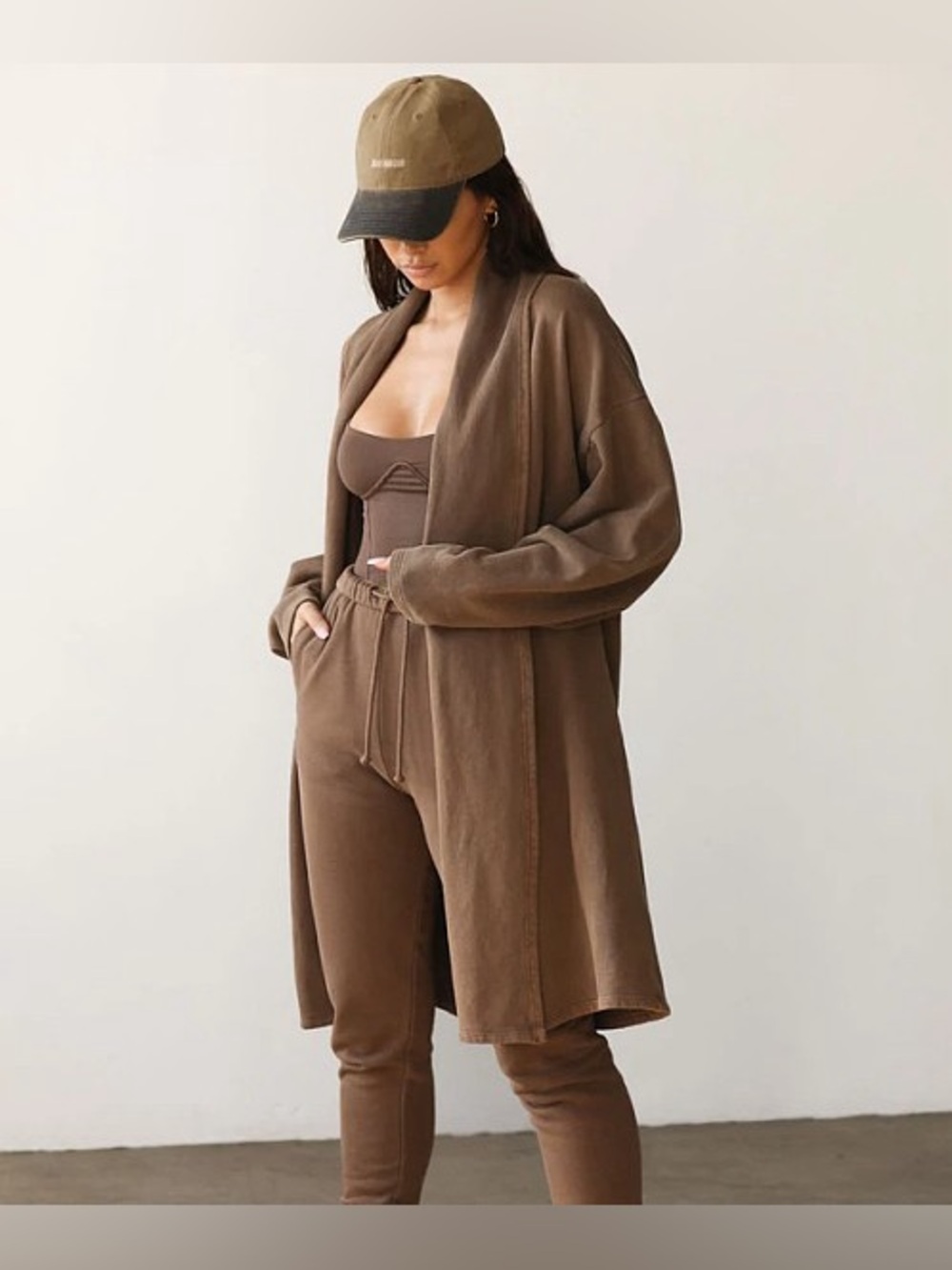 Joah Brown Oversized French Terry Cardigan Cocoa ONE SIZE/OS - Picture 4 of 10